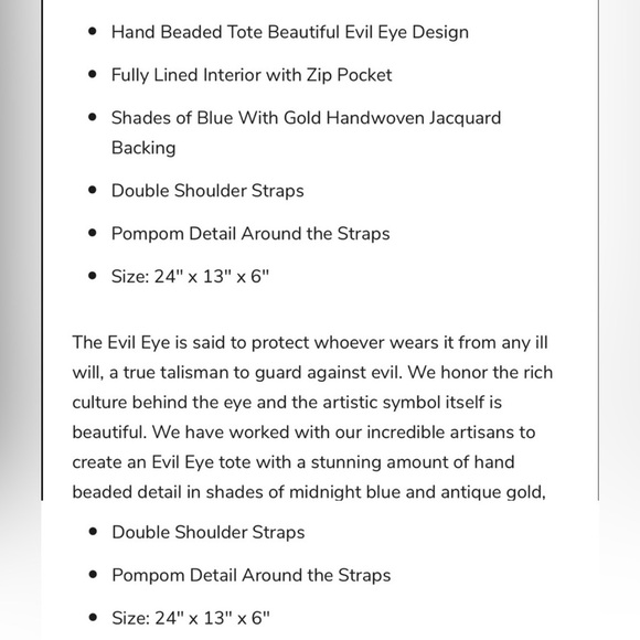 America and Beyond Grecian Nights Evil Eye Tote - Picture 9 of 9